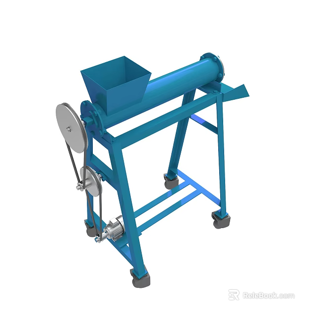 Sturdy Blue Mobile Industrial Machine with Hopper Frame and Wheels 3d model 