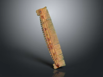 Plant Carved Decorative Comb With Intricate Floral Patterns On Black Background 3d model