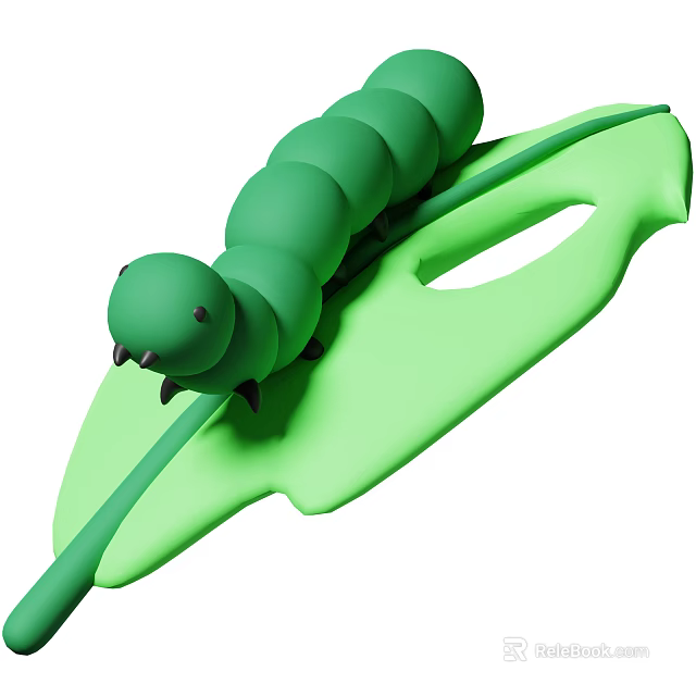 Green Reptile Lizard Crawling On Bright Green Leaf In Natural Environment 3d model 