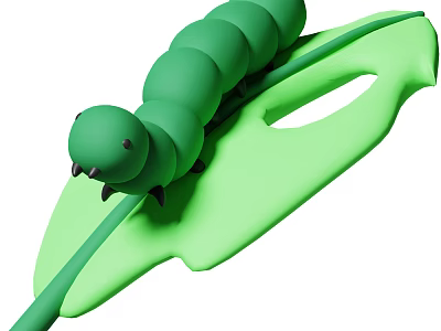 Green Reptile Lizard Crawling On Bright Green Leaf In Natural Environment 3d model