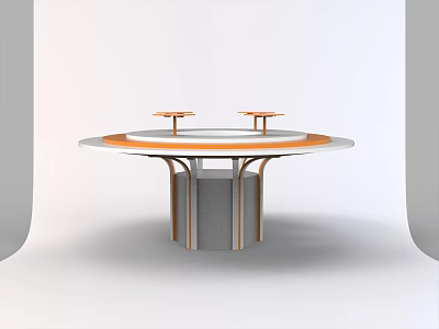 Modern Landscape Pavilion Featuring Round Design Gray Base And Orange Accents 3d model