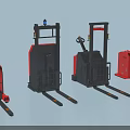 Modern Red Electric Industrial Equipment Forklift Trucks With Black Frames And Control Panels