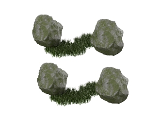 Outdoor landscape stone flowers and plants 3d model