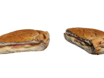 Toasted Ham and Cheese Sandwiches Halved with Golden Brown Crust and Melted Filling 3d model
