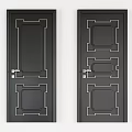 Black Swing Doors Featuring Golden Geometric Patterns For Modern Interior Design