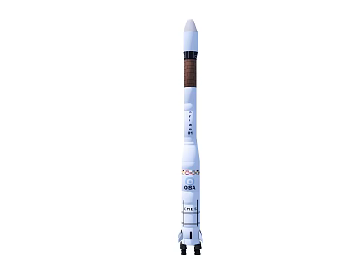 Tall White Space Rocket With Payload Fairing And Engine Components 3d model