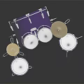 Professional Purple Drum Set With White Drumheads Cymbals And Chrome Stands