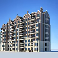 Modern Multi Story Residential Building With Brown And Beige Exterior Multiple Balconies And Decorative Rooftops