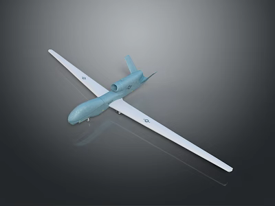 Gray Military Drone Model With Long Wingspan And Sleek Body Design 3d model