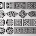 Chinese-style openwork window grilles pane 3d model