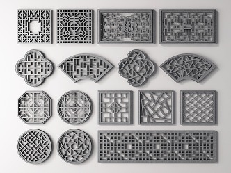 Chinese-style openwork window grilles pane 3d model