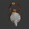 Industrial Metal Equipment With Leather Straps Silver Body And Spiked Red Stained End