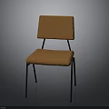 Modern Orange Fabric Chair Featuring Black Metal Legs And Comfortable Seat