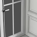 Modern Hinged Doors With Glass Grid Panels And White Frame Interior Design 3d model