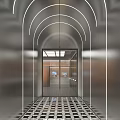 Spacious Hotel Lobby Modern Design With Grid Ceiling Lighting Side Bookshelves Central Table And Chairs