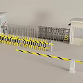 Public Facility Security Gate With Security Booth And Yellow And Black Warning Barriers 3d model