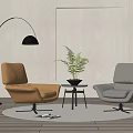 Leisure chair recliner side corner table 3d model