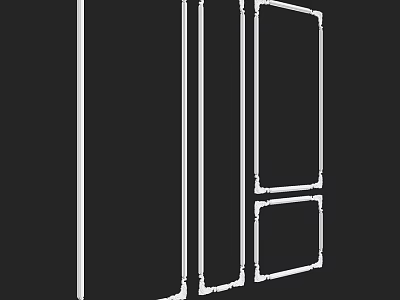 Modern Structural Frame Components With White Outline And Geometric Design Elements 3d model