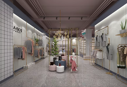 Modern Clothing Store Clothing Store Chandelier Cashier 3d model