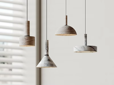 Modern Minimalist Pendant Lights With Marble Texture For Home Interior Design 3d model