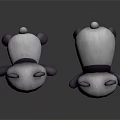 Cute 3D Panda Plush Toys With Black Ears And White Bodies On White Surface