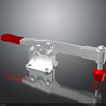 Red Handle Silver Clamp Tool With Red Base On Black Reflective Surface 3d model