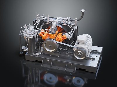 modern engine star engine aircraft engine 3d model