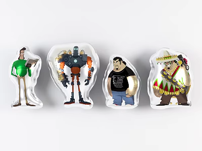 Vibrant Inflatable Cartoon Character Models With Four Different Fun Designs 3d model Vibrant Inflatable Cartoon Character Models With Four Different Fun Designs 3d model