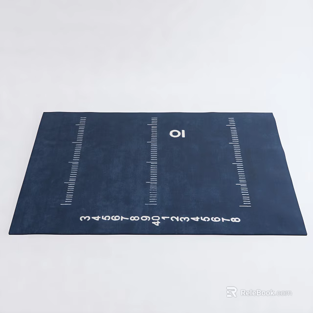 Dark Blue Square Rug With White Scale Lines And Geometric Markings 3d model 