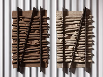 Pleated Fabric Wall Decor With Brown And Beige Striped Textured Design For Modern Home 3d model