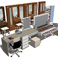 Multiple Dressing Tables With Mirrors Drawers Storage Stools And Makeup 3d model