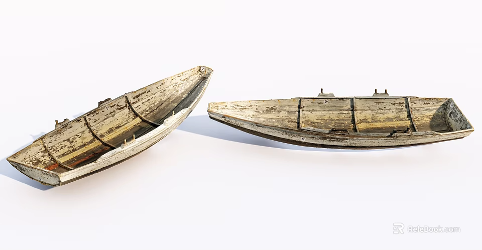 Two Old Wooden Boats With Weathered Hull And Rustic Wood Surface Design 3d model