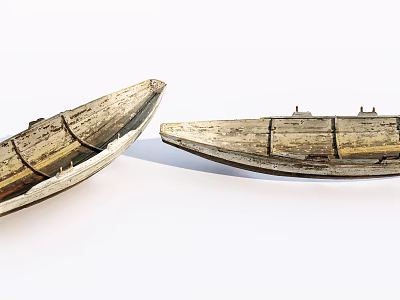 Two Old Wooden Boats With Weathered Hull And Rustic Wood Surface Design 3d model