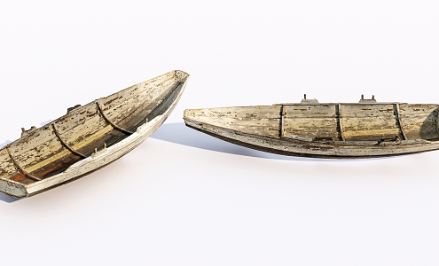 Old wooden boat Modern boat 3d model