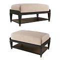 Modern Beige Padded Ottoman Bench With Black Frame And Lower Storage Shelf 3d model