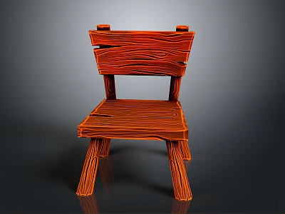 Rustic Wooden Leisure Chair With Slatted Design And Warm Reddish Wood Grain 3d model