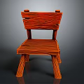 Rustic Wooden Leisure Chair With Slatted Design And Warm Reddish Wood Grain