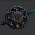 Chinese Traditional Teal Teapot With Intricate Red Dragon Design And Colorful Decorations