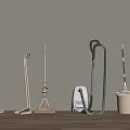 Various Household Cleaning Tools Including Vacuum Mop Broom And Dustpan