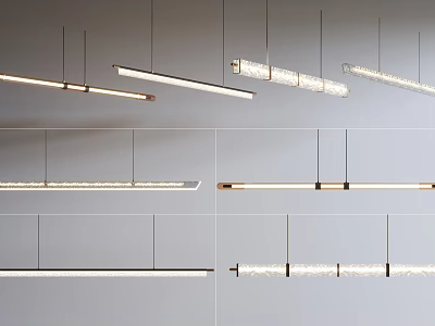 Modern Linear Pendant Lights Design With Metal And Crystal Elements For Interior Spaces 3d model