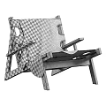Natural Wooden Frame Leisure Chair With White Fluffy Fur Throw And Comfortable Minimalist Design