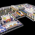 Detailed Playground Layout With Colorful Activity Zones Checkerboard Floors And Various Play Structures