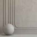 Light Gray Wall With Decorative Moldings Textured Surface And White Spherical Decor 3d model