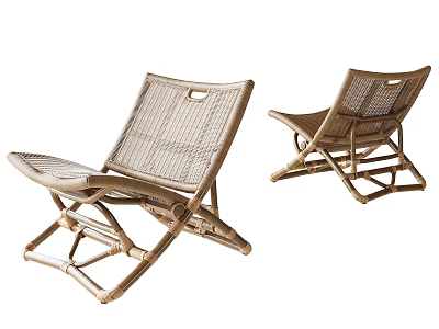 Rattan Folding Leisure Chair Modern Outdoor Design with Comfortable Seating and Portable Frame 3d model
