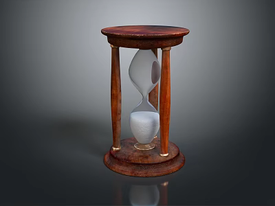 Elegant Decorative Ornament Set For Home Decor With Wooden Stand Hourglass And White Sand 3d model