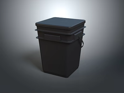 Black Covered Public Trash Bin As Essential Urban Facility With Secure Lid 3d model