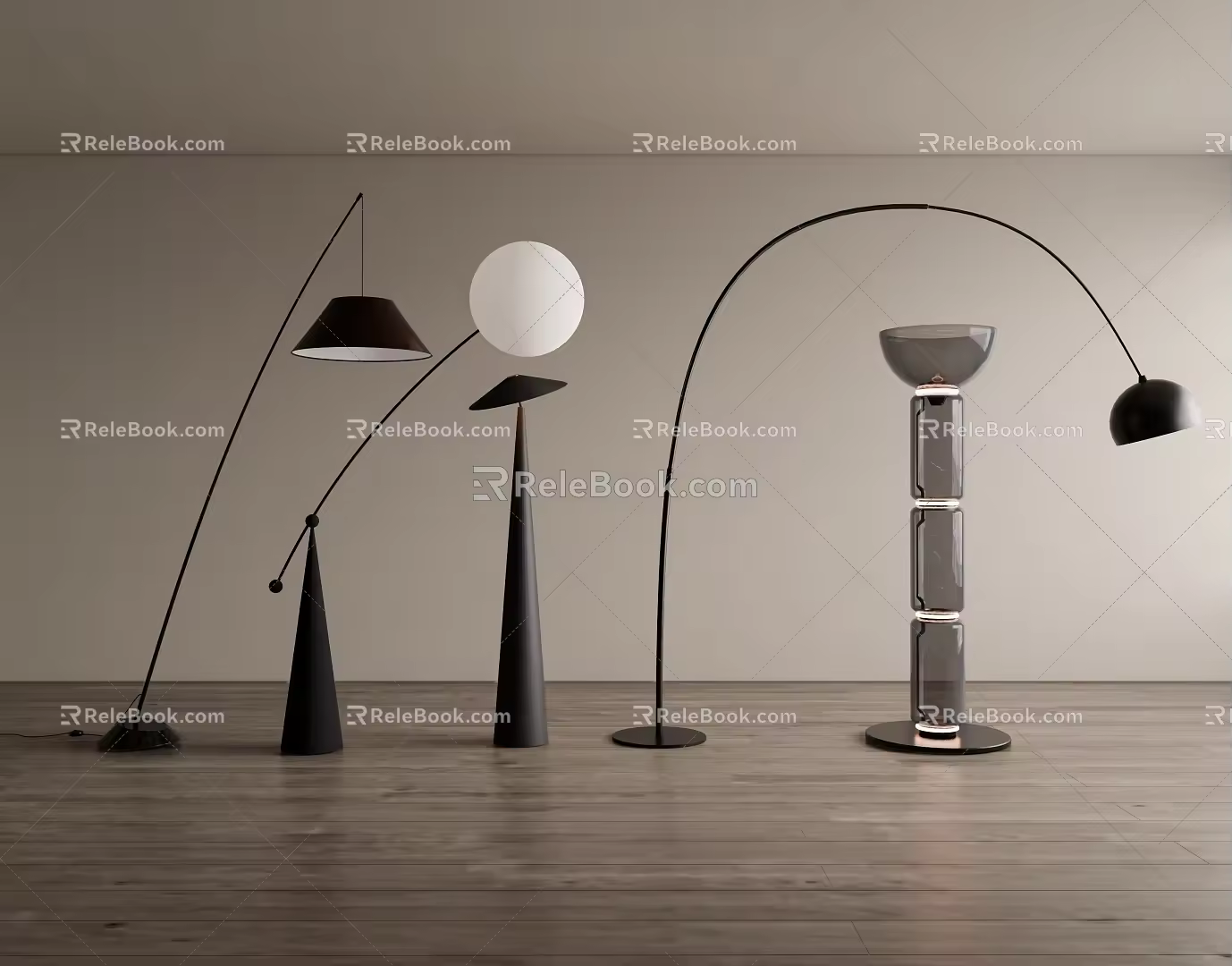 Floor lamp fishing lamp floor lamp combination 3d model