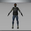 Tactical Character Wearing Orange Goggles Black Tactical Vest Blue Jeans And White Boots With Gloves