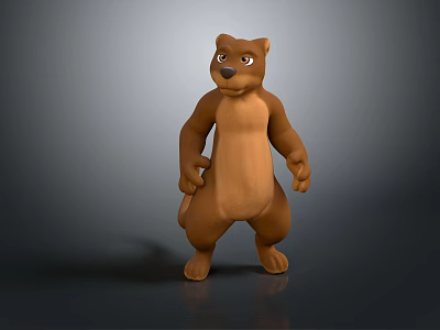 Animated Stylized Brown Bear Game Movie Character 3D Cartoon Model Standing Pose 3d model