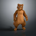 Animated Stylized Brown Bear Game Movie Character 3D Cartoon Model Standing Pose 3d model